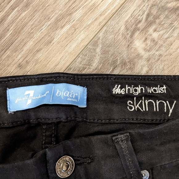 7FAMK Black High Waisted B(air) Denim Size 25 - Picture 5 of 9